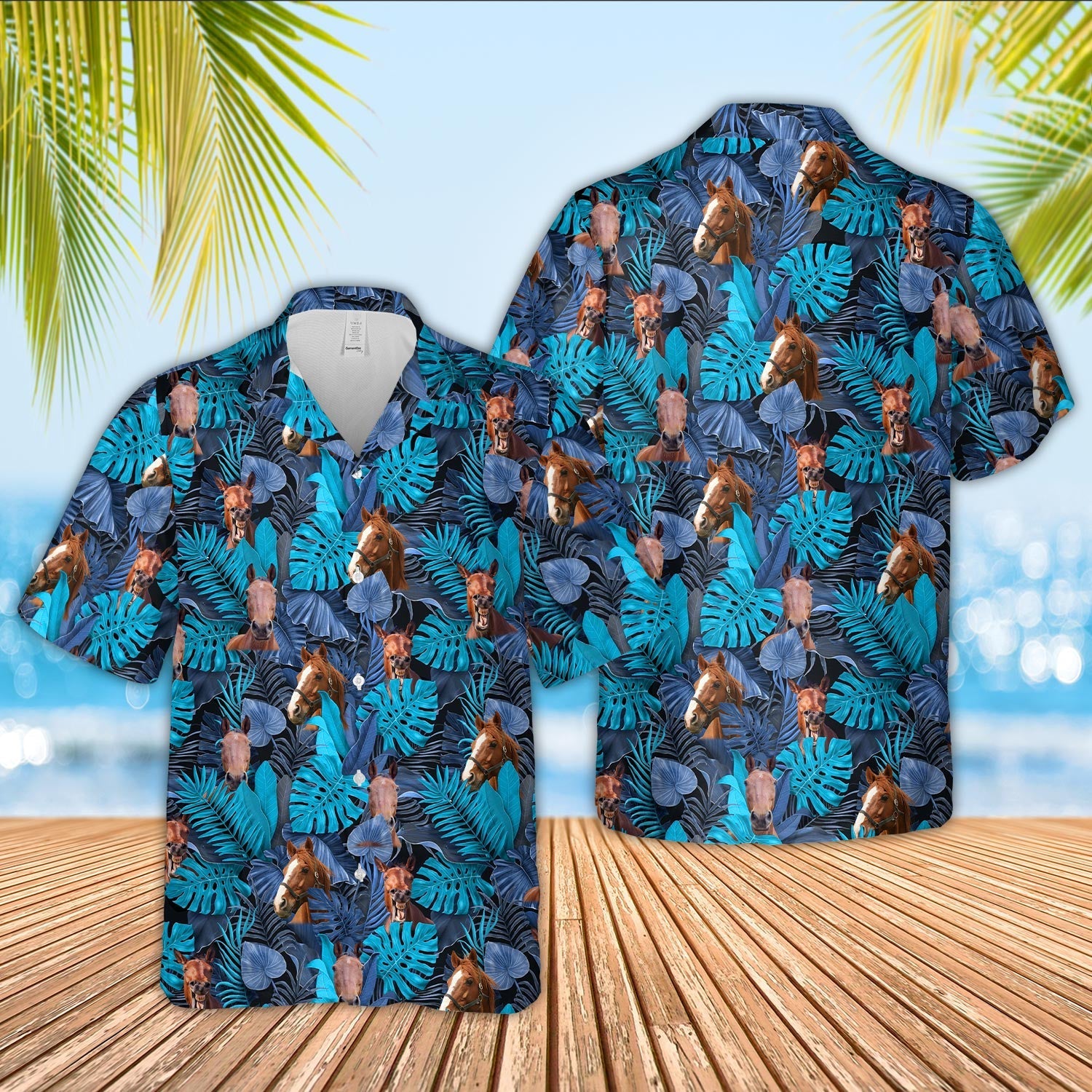 Horse Leaf Pattern Hawaiian Shirt