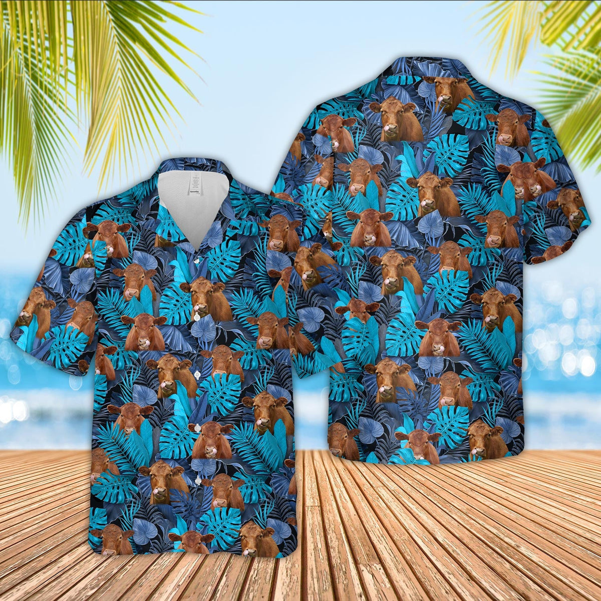 Red Angus Leaf Pattern Hawaiian Shirt