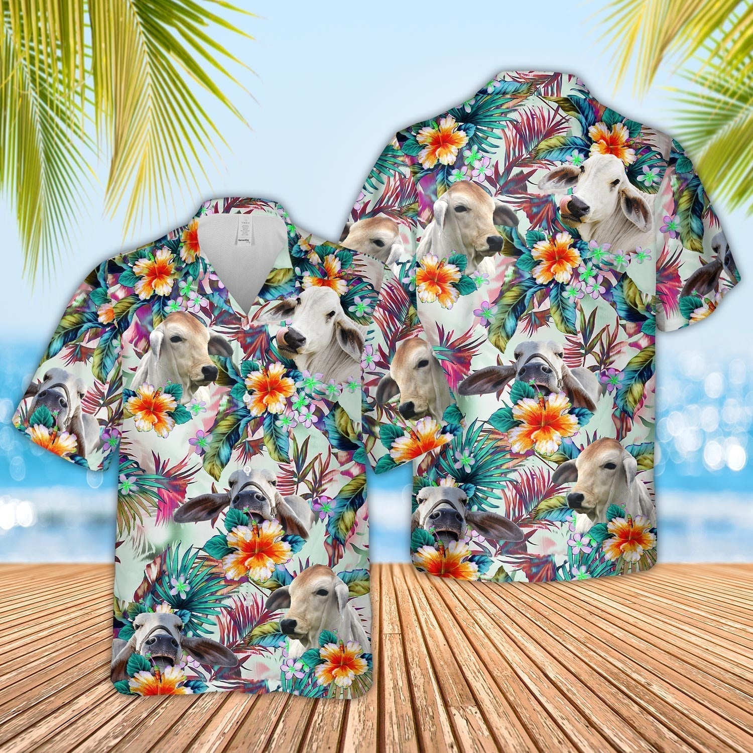 Brahman Colorful Leaf Pattern Hawaiian Shirt
