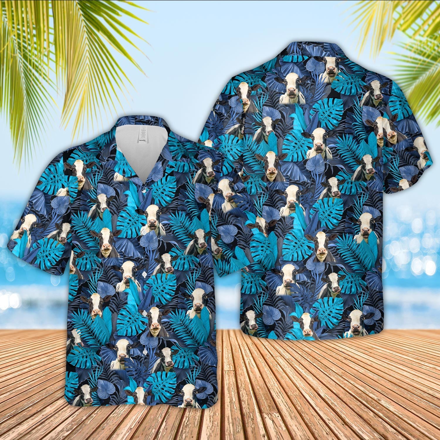 Holstein Leaf Pattern Hawaiian Shirt
