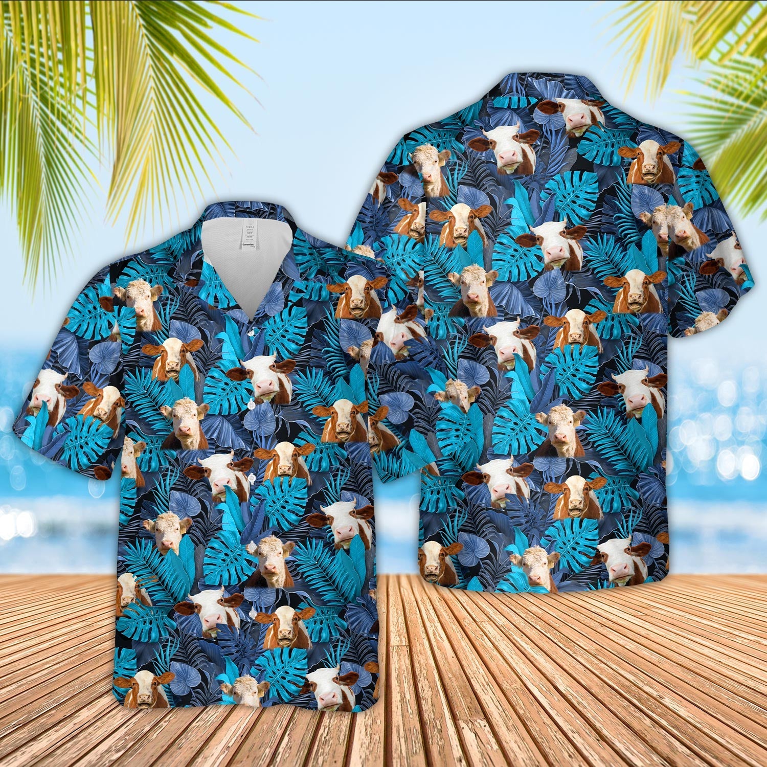 Hereford Leaf Pattern Hawaiian Shirt
