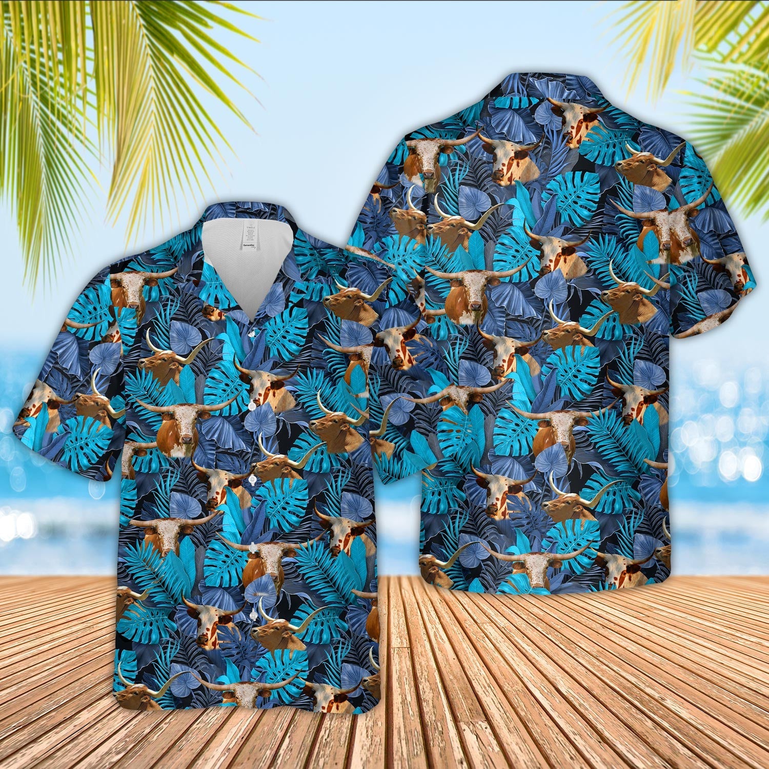 Texas Longhorn Leaf Pattern Hawaiian Shirt