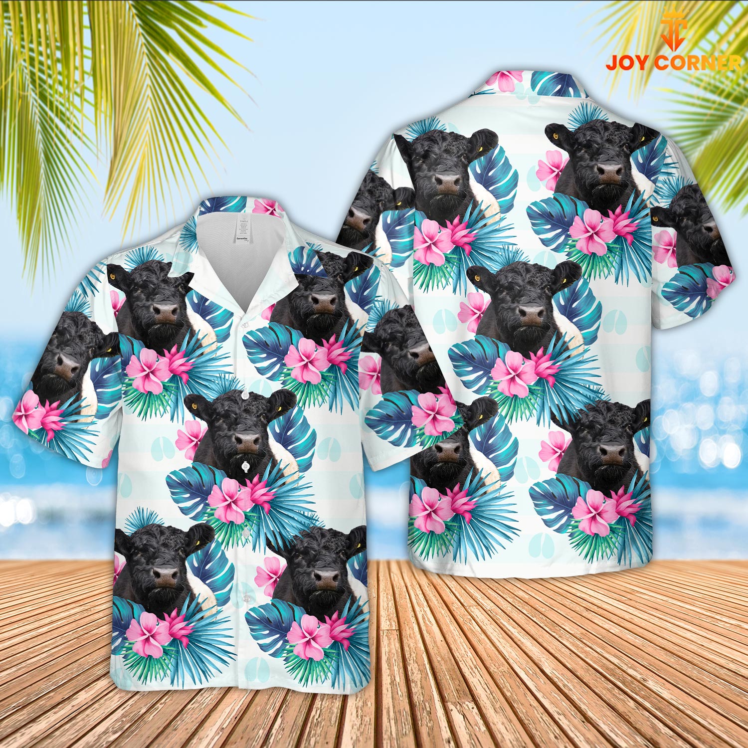 Belted Galloway Foot Sign Pattern 3D Hawaiian Shirt