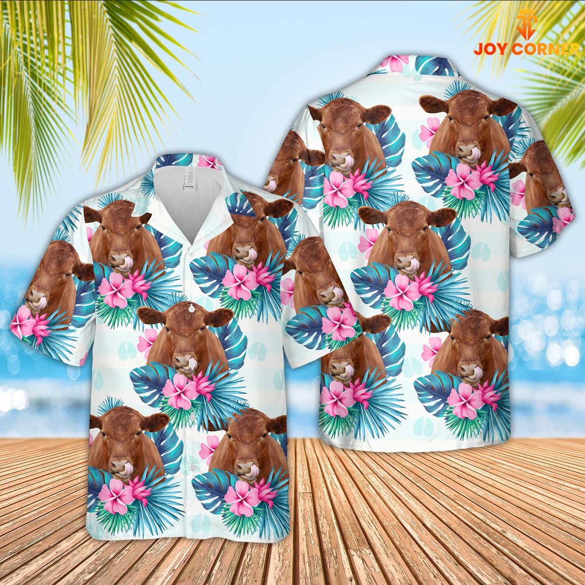 Red Angus Foot Sign Pattern 3D Hawaiian Shirt