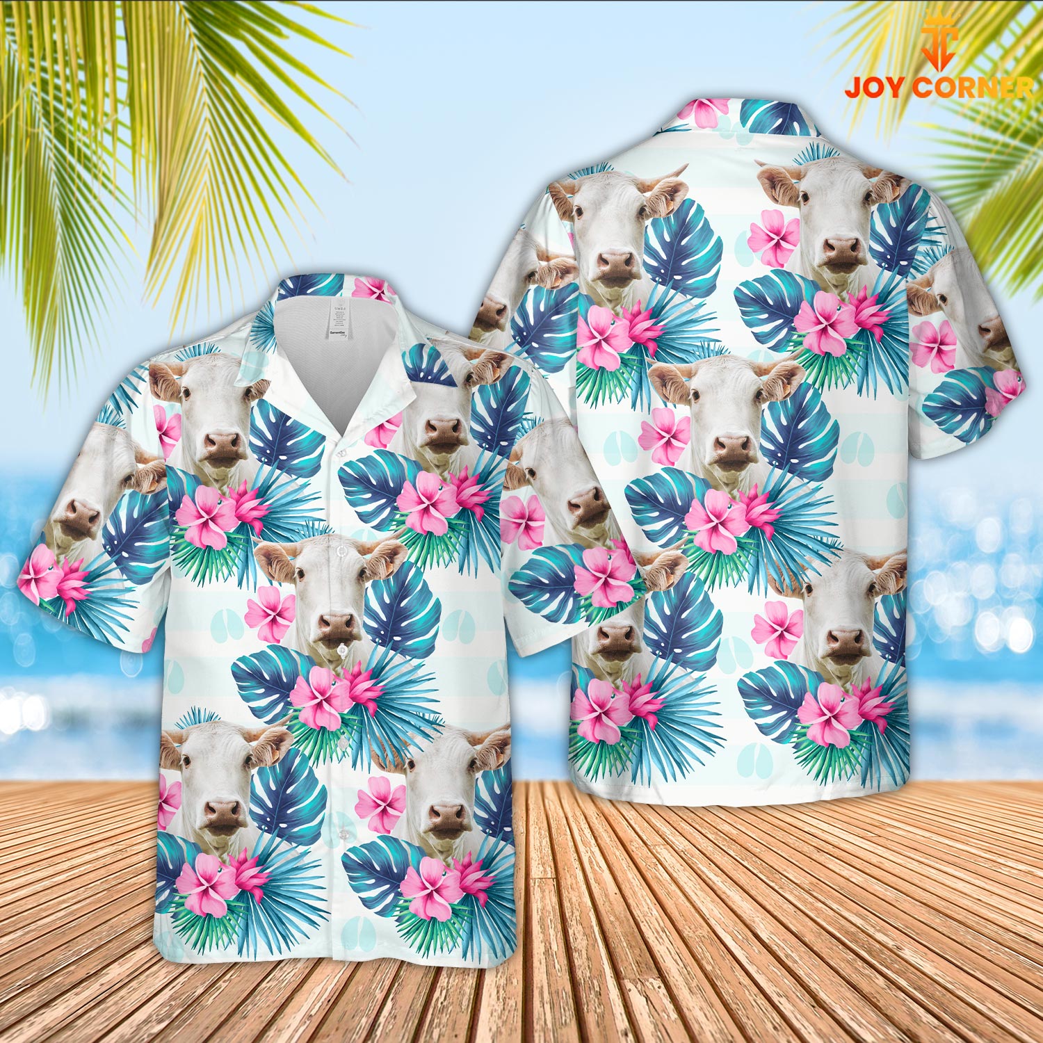 Charolais Foot Sign Pattern 3D Hawaiian Shirt