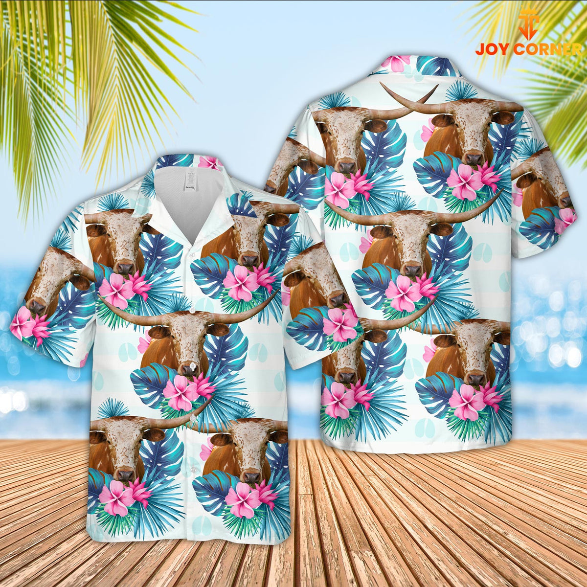 Texas Longhorn Foot Sign Pattern 3D Hawaiian Shirt