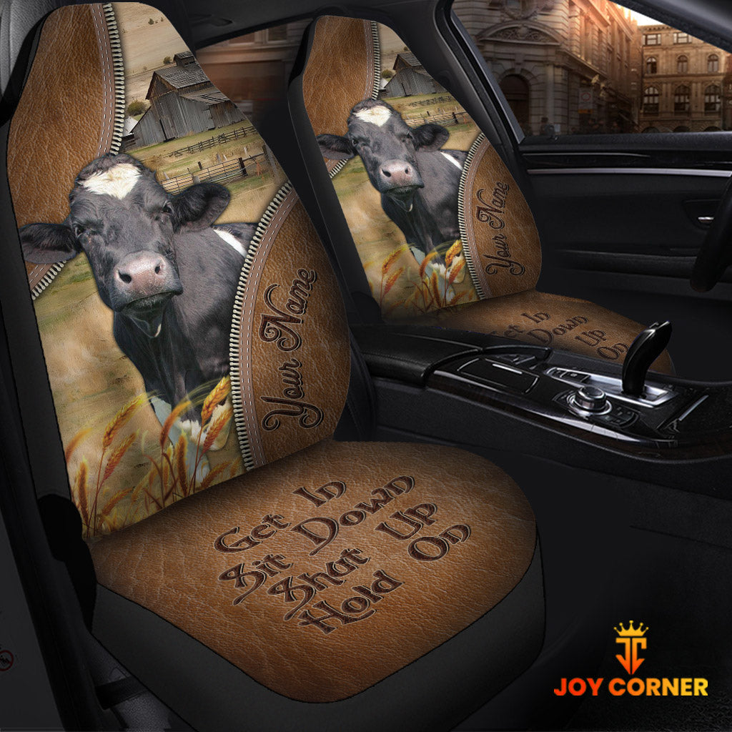 Holstein Customized Name Leather Pattern Car Seat Covers (2Pcs)