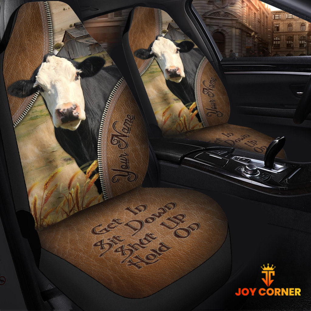 Black Baldy Customized Name Leather Pattern Car Seat Covers (2Pcs)