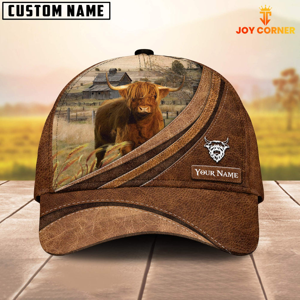 Custom Name Highland Leather Pattern Classic Cap