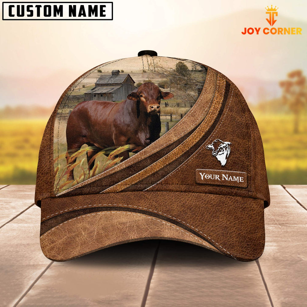 Custom Name Beefmaster Leather Pattern Classic Cap