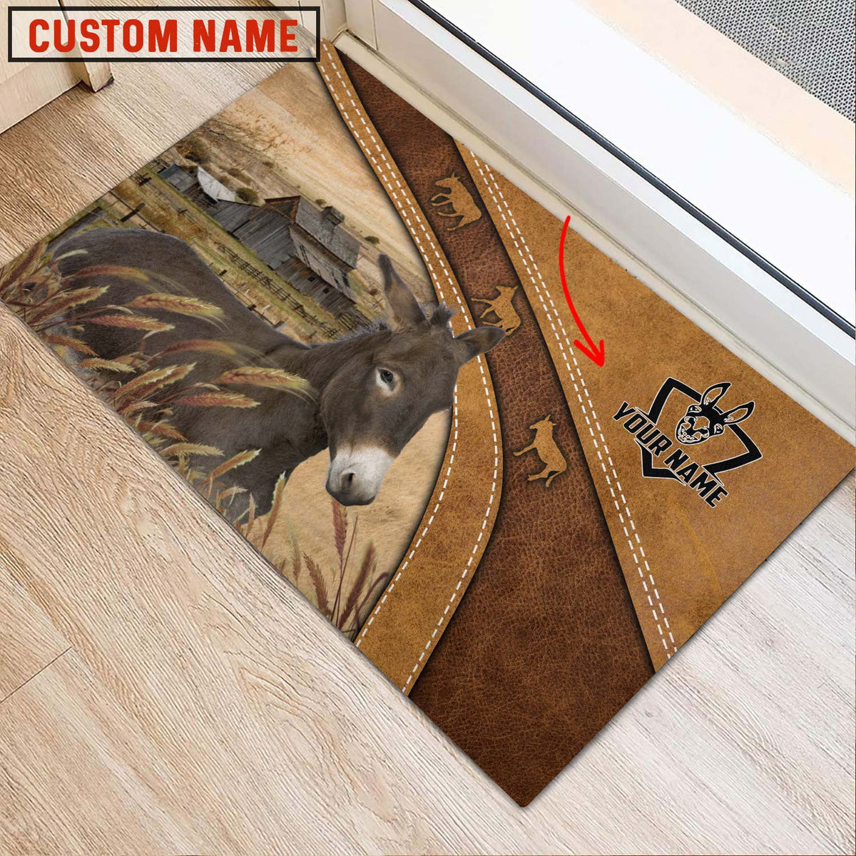 Donkey Personalized - Welcome Brown Doormat