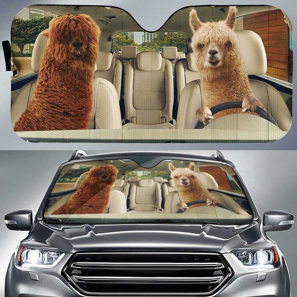 Driving Alpacas All Over Printed 3D Sun Shade