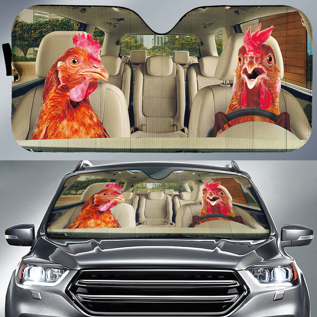 Driving Chickens All Over Printed 3D Sun Shade