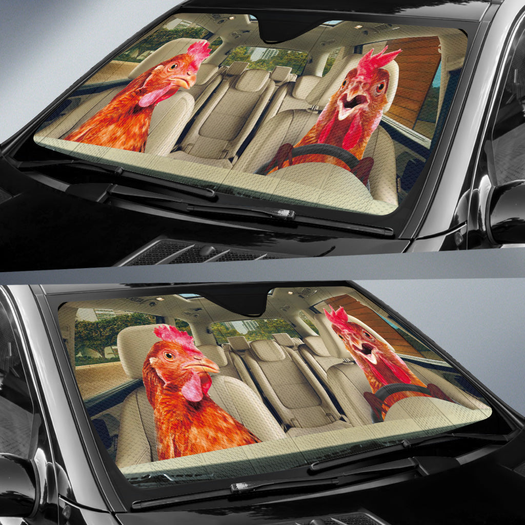 Driving Chickens All Over Printed 3D Sun Shade