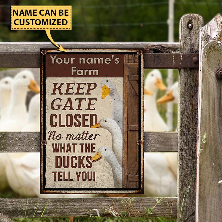 Customized Name DUCK LOVERS KEEP GATE CLOSED All Printed 3D Metal Sign