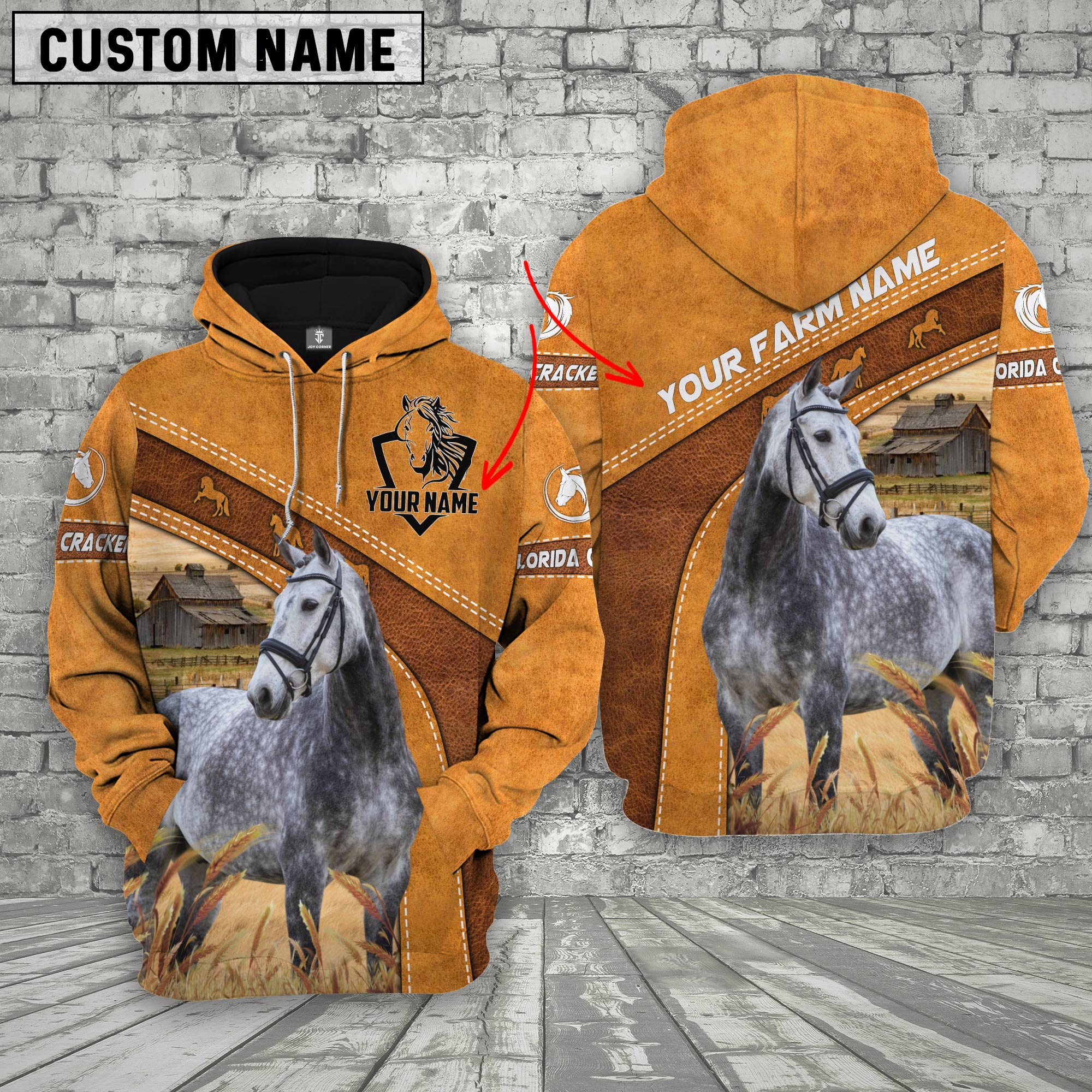 Florida Cracker Horse Custom Name Race Hoodie