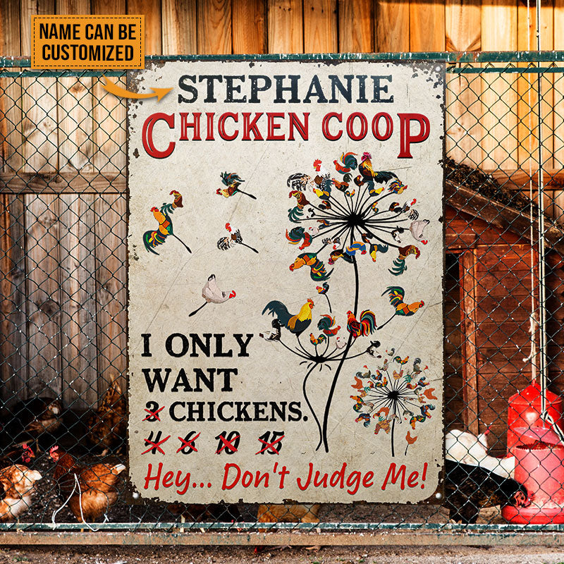 Personalized Funny Chicken Sign Don't Judge Me All Printed 3D Metal Sign