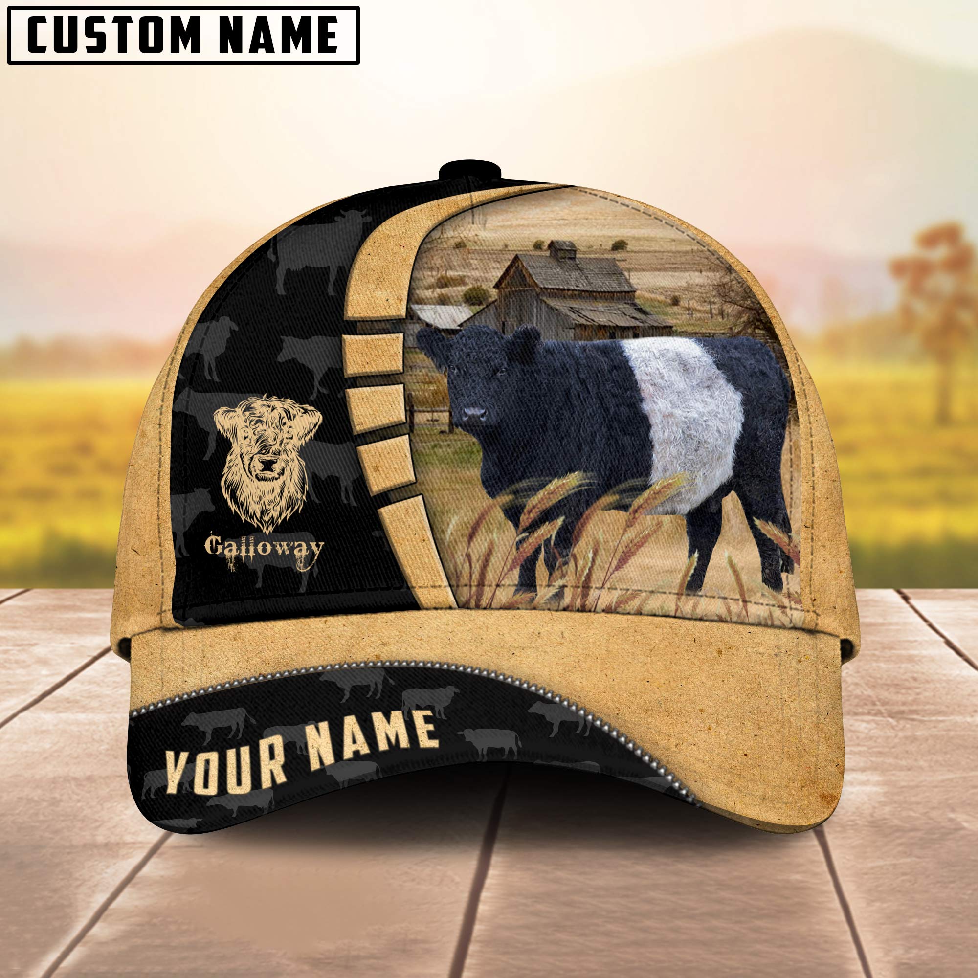 Custom Name Galloway Cattle Farmhouse Field Cap TT17