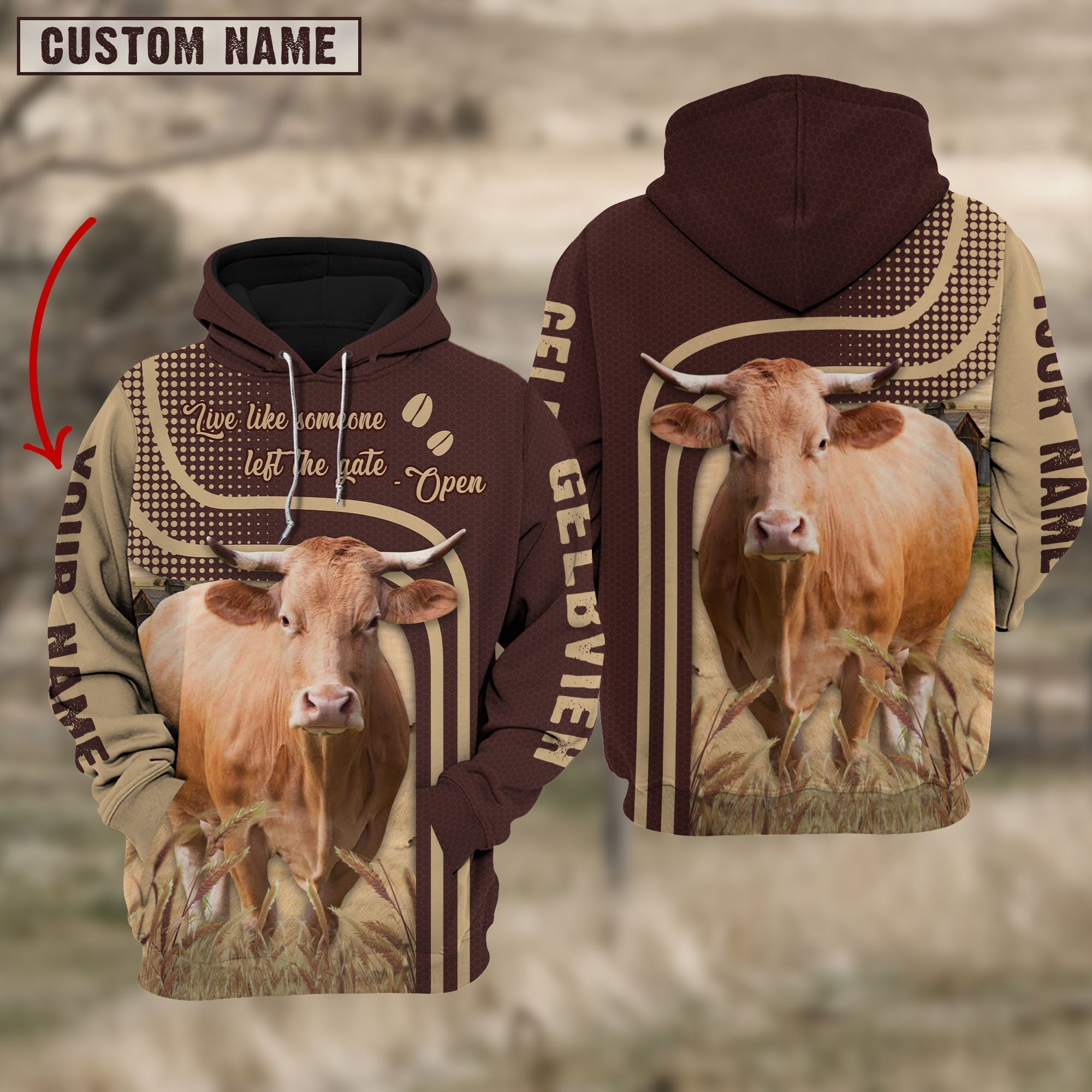Personalized Name Gelbvieh Cattle Hoodie TT11