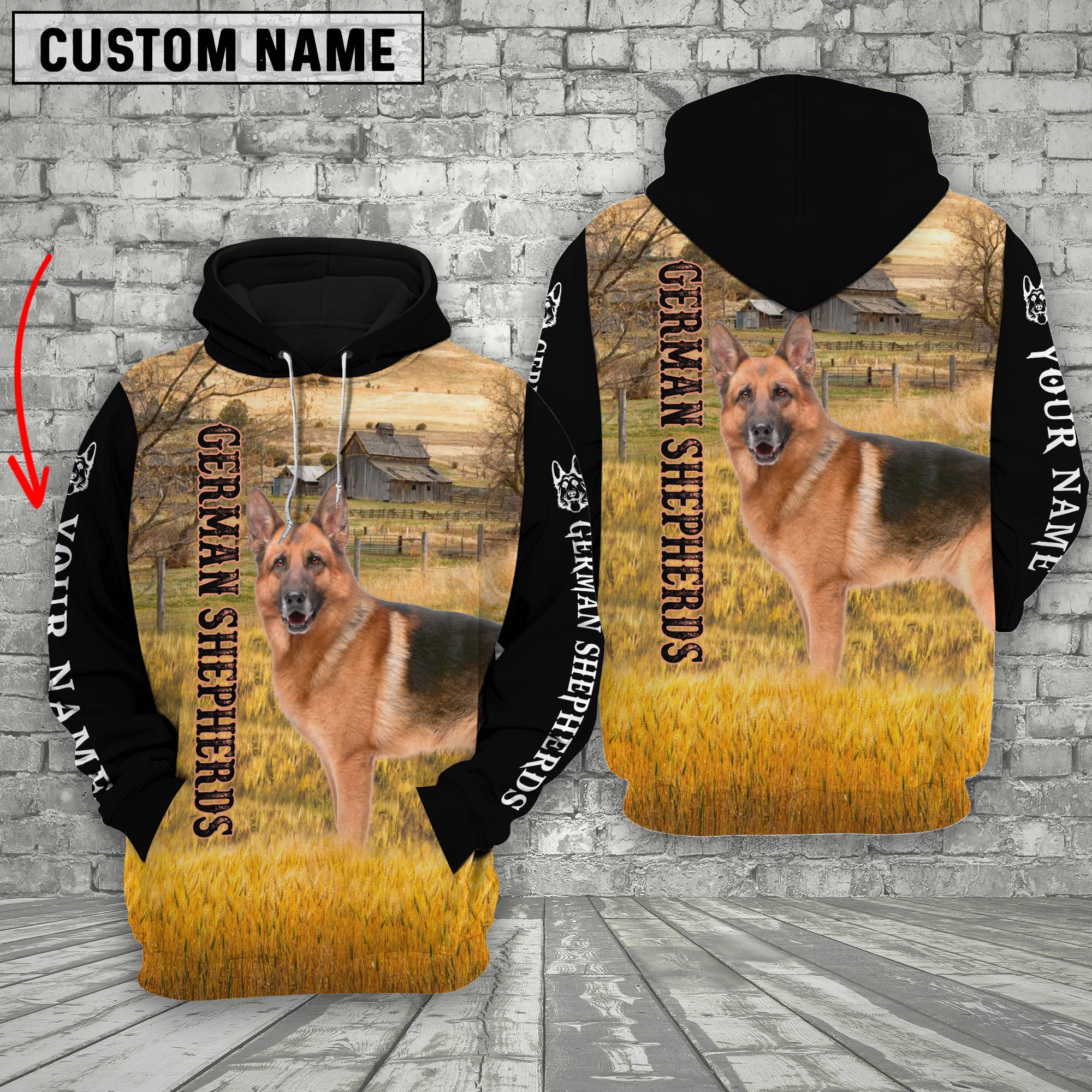 Personalized Name German Shepherds On The Farm All Over Printed 3D Hoodie