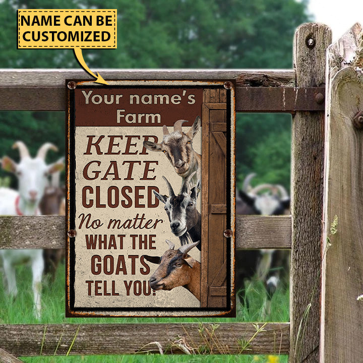 Customized Name GOAT LOVERS KEEP GATE CLOSED All Printed 3D Metal Sign