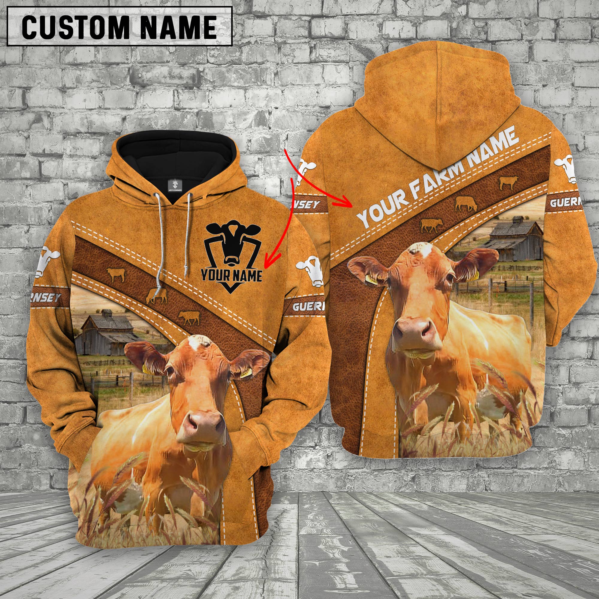 Guernsey 3D Customized Name - Farm Name Hoodie