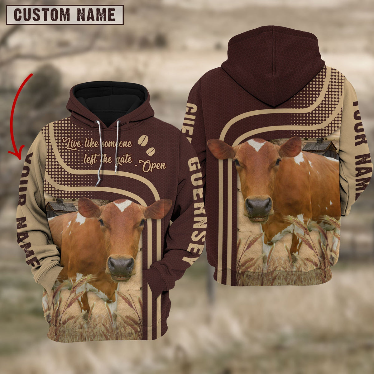 Personalized Name Guernsey Cattle Hoodie TT16