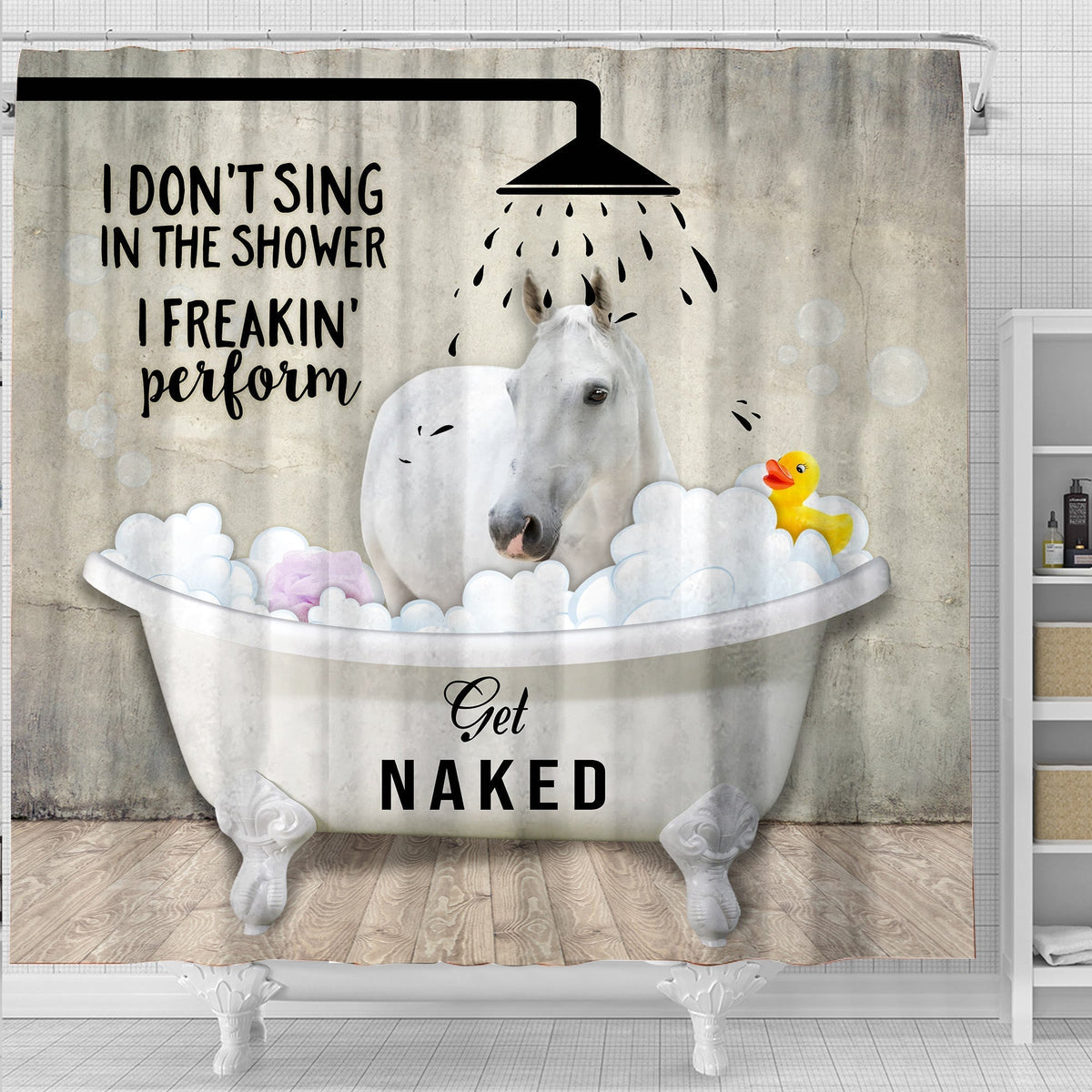White Horse I Don't Sing In The Shower 3D Shower Curtain