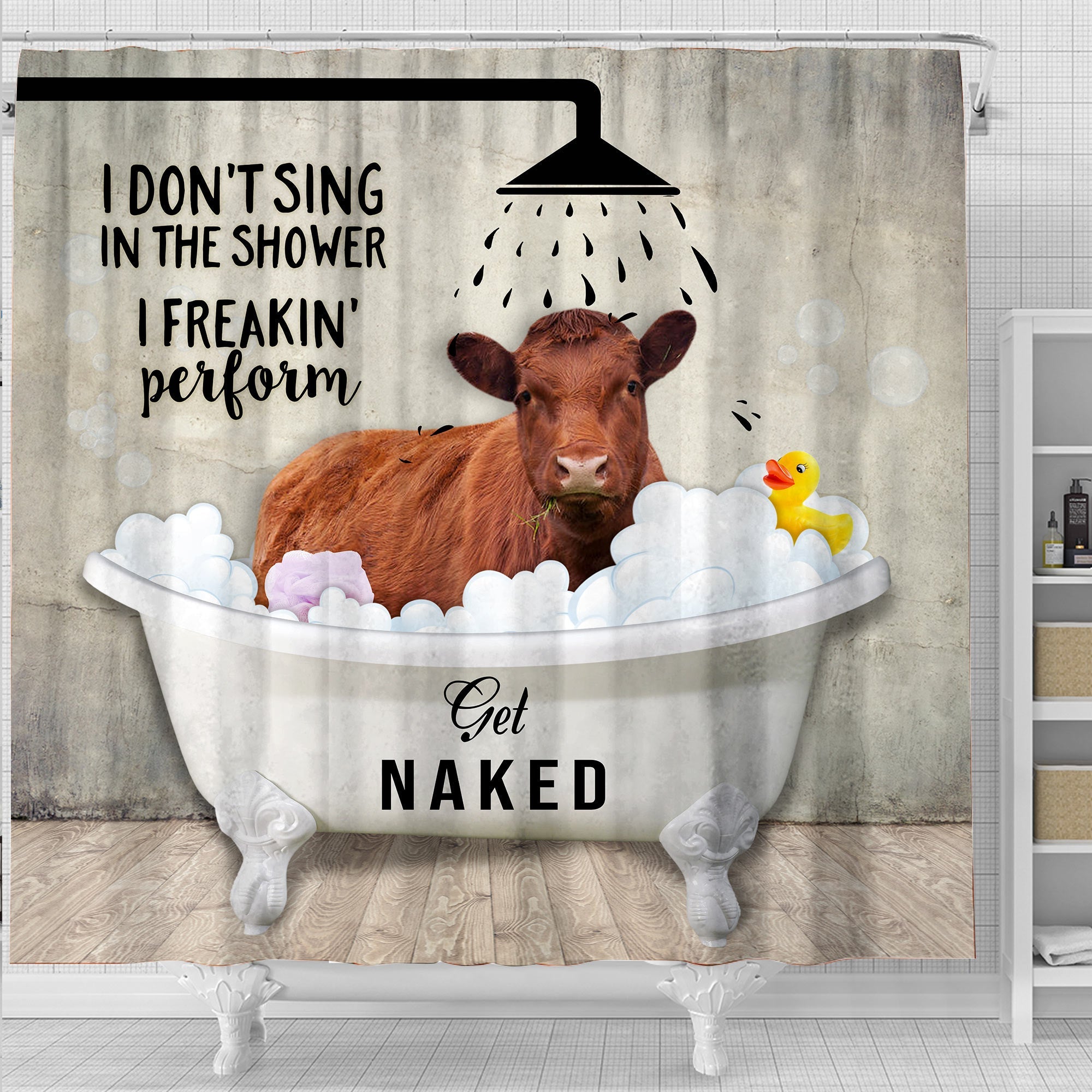 Red Angus I Don't Sing In The Shower 3D Shower Curtain