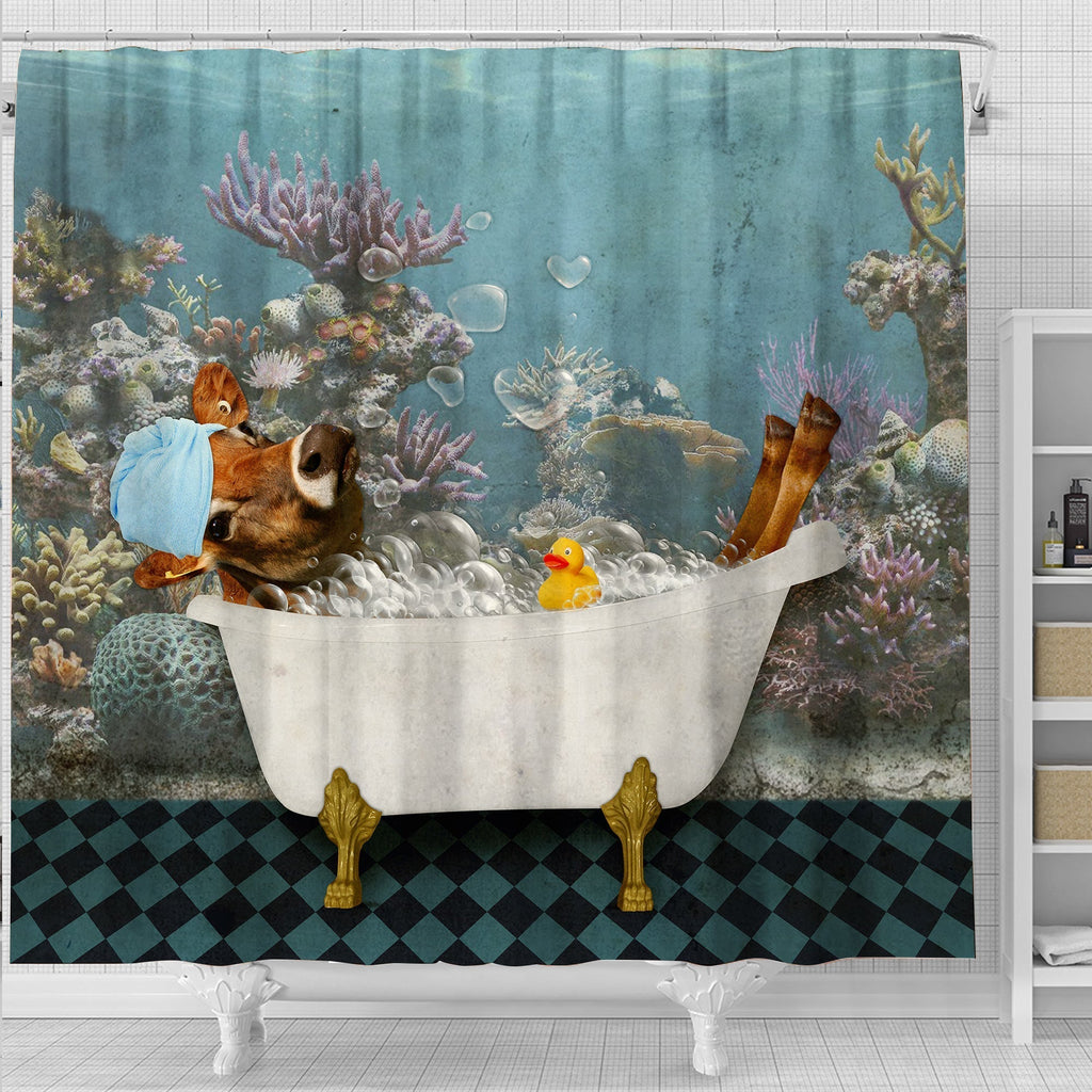 Jersey Taking Shower Under The Sea 3D Shower Curtain
