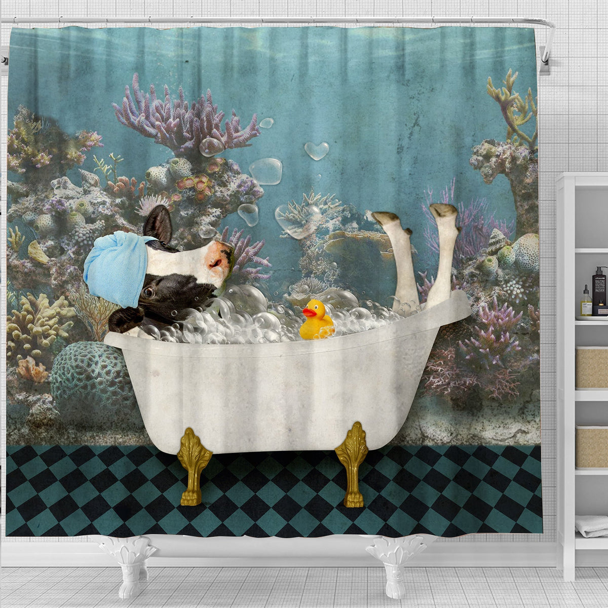 Holstein Taking Shower Under The Sea 3D Shower Curtain