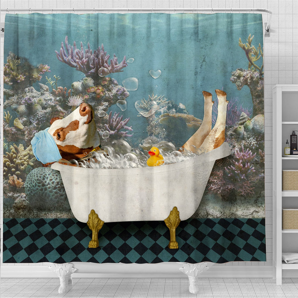 Simmental Taking Shower Under The Sea 3D Shower Curtain