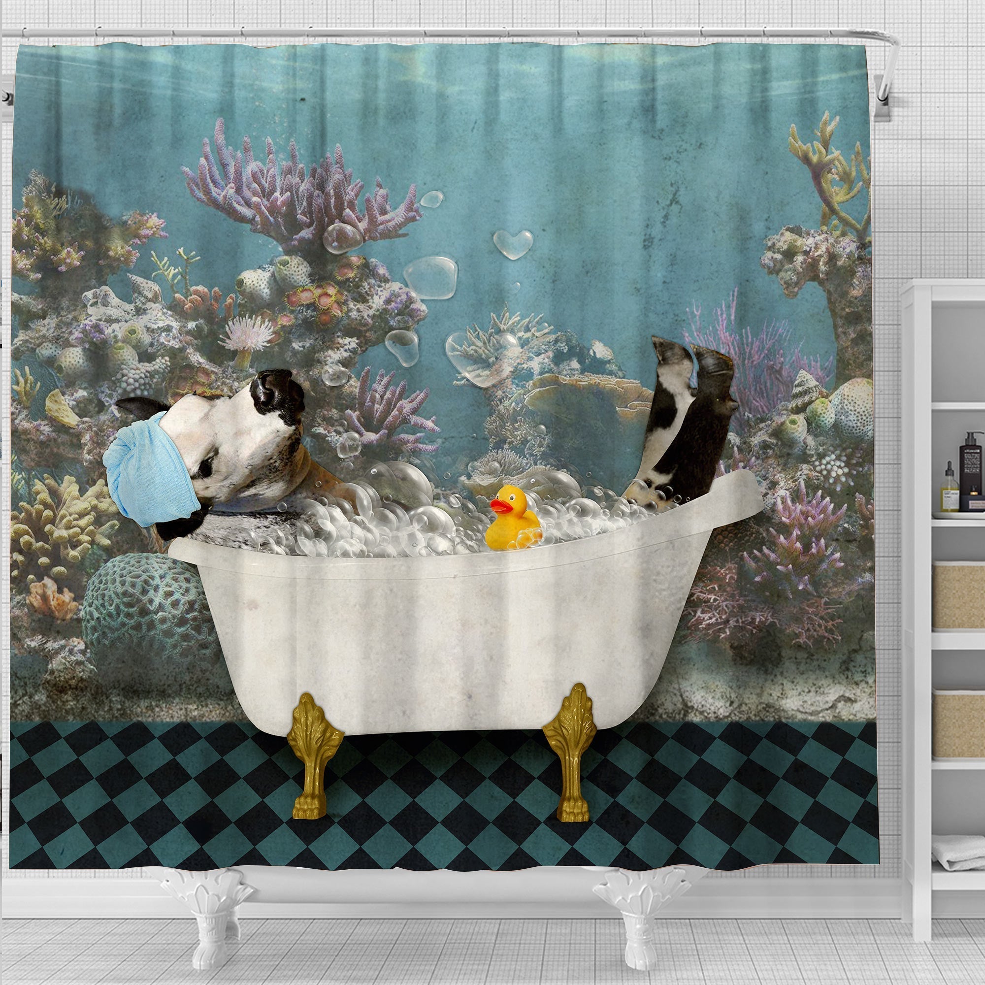 Speckle Park Taking Shower Under The Sea 3D Shower Curtain