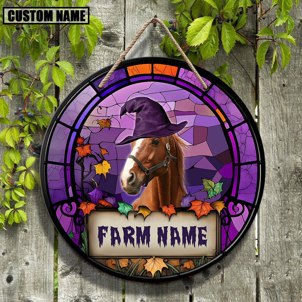 Horse Personalized Name Stained Glass Effect Metal Sign