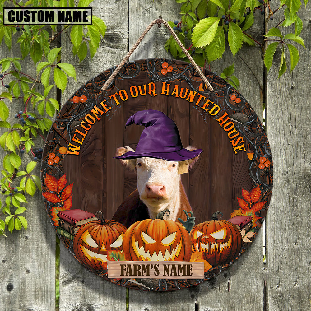 Welcome To Our Haunted House Custom Name Wooden Sign