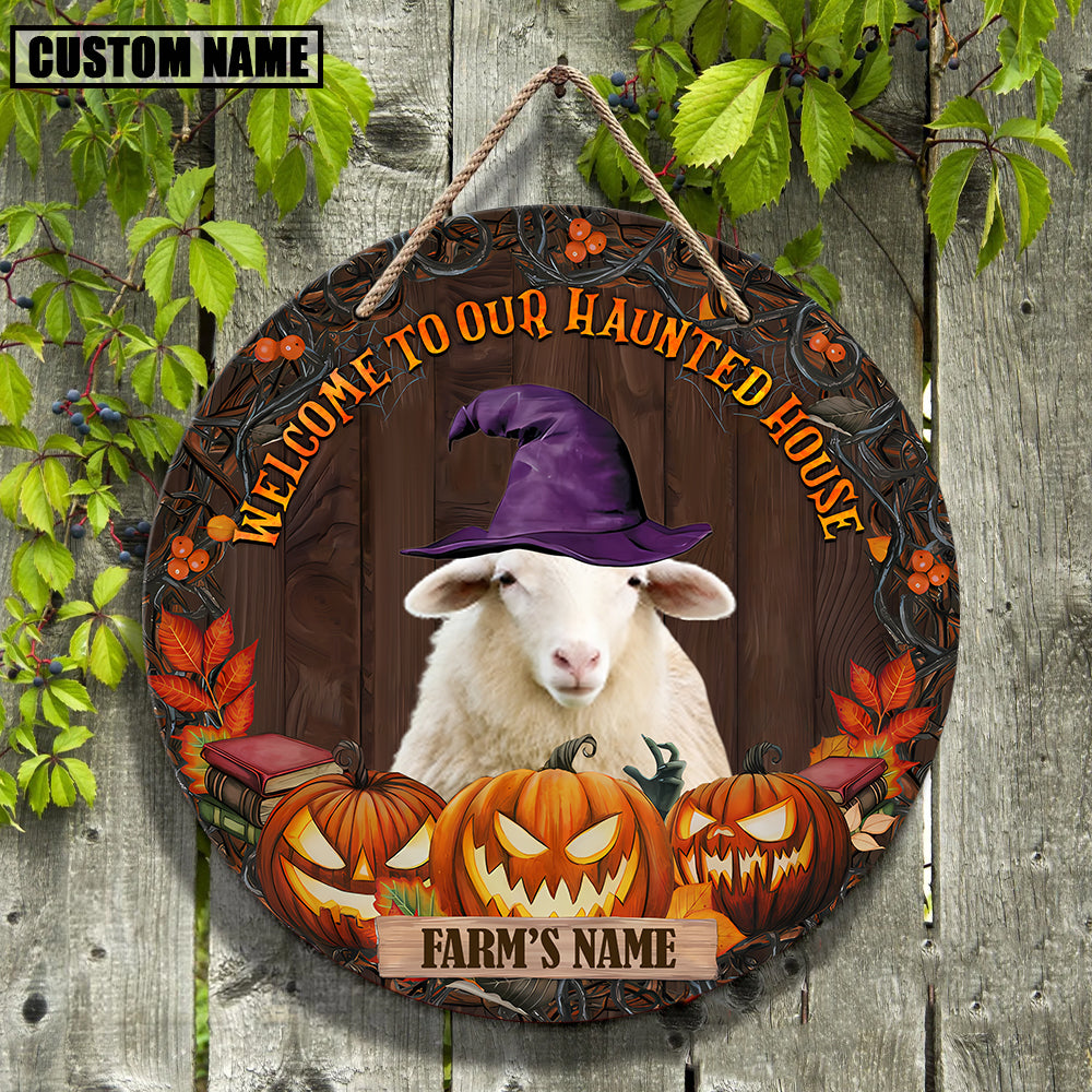 Welcome To Our Haunted House Custom Name Wooden Sign