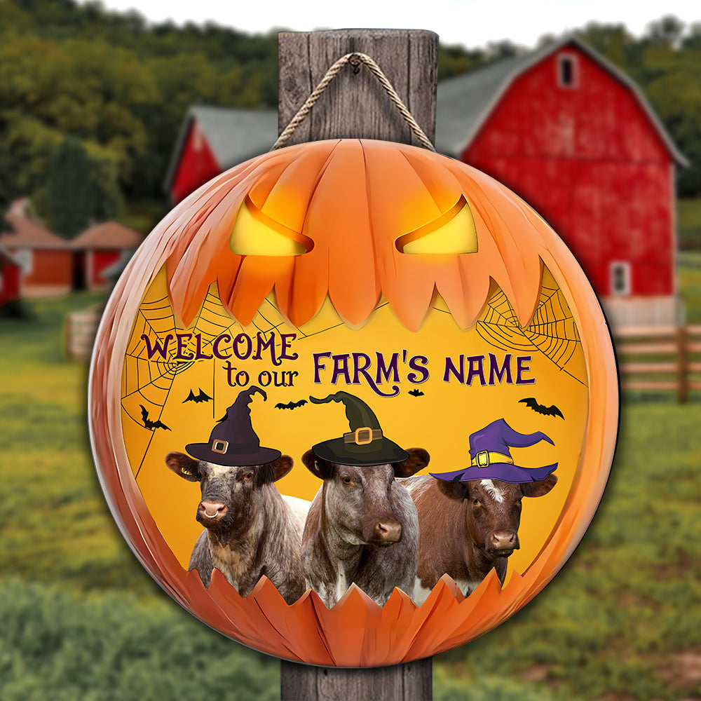 Welcome To Our Farm Pumpkin Custom Name Wooden Sign