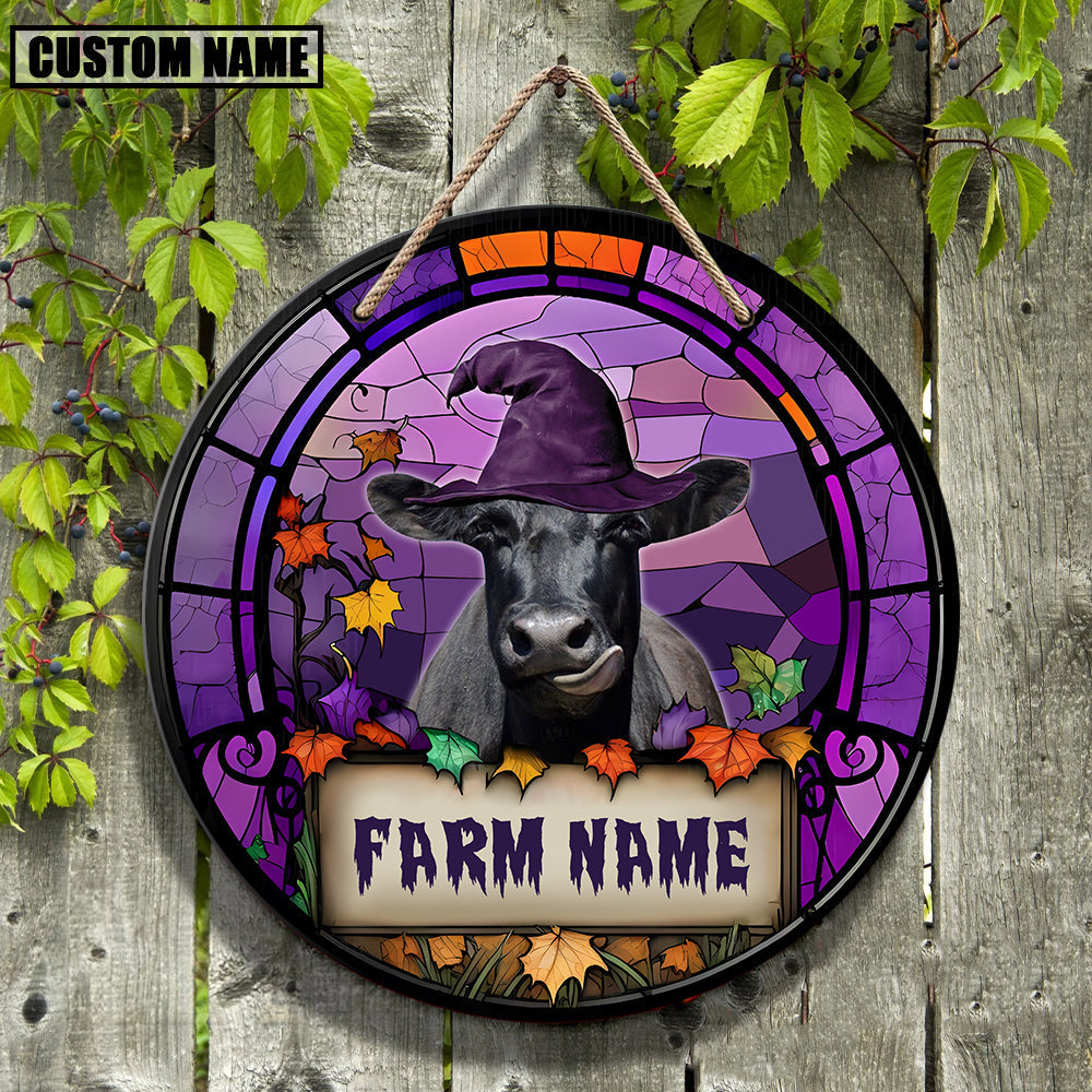 Black Angus Personalized Name Stained Glass Effect Metal Sign