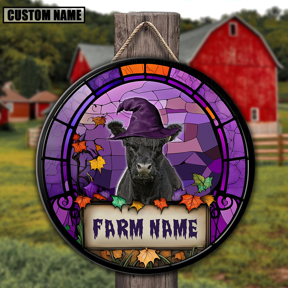 Belted Galloway Personalized Name Stained Glass Effect Metal Sign