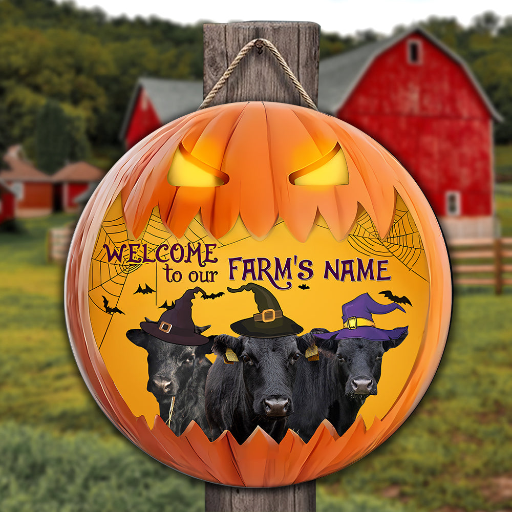 Welcome To Our Farm Pumpkin Custom Name Wooden Sign