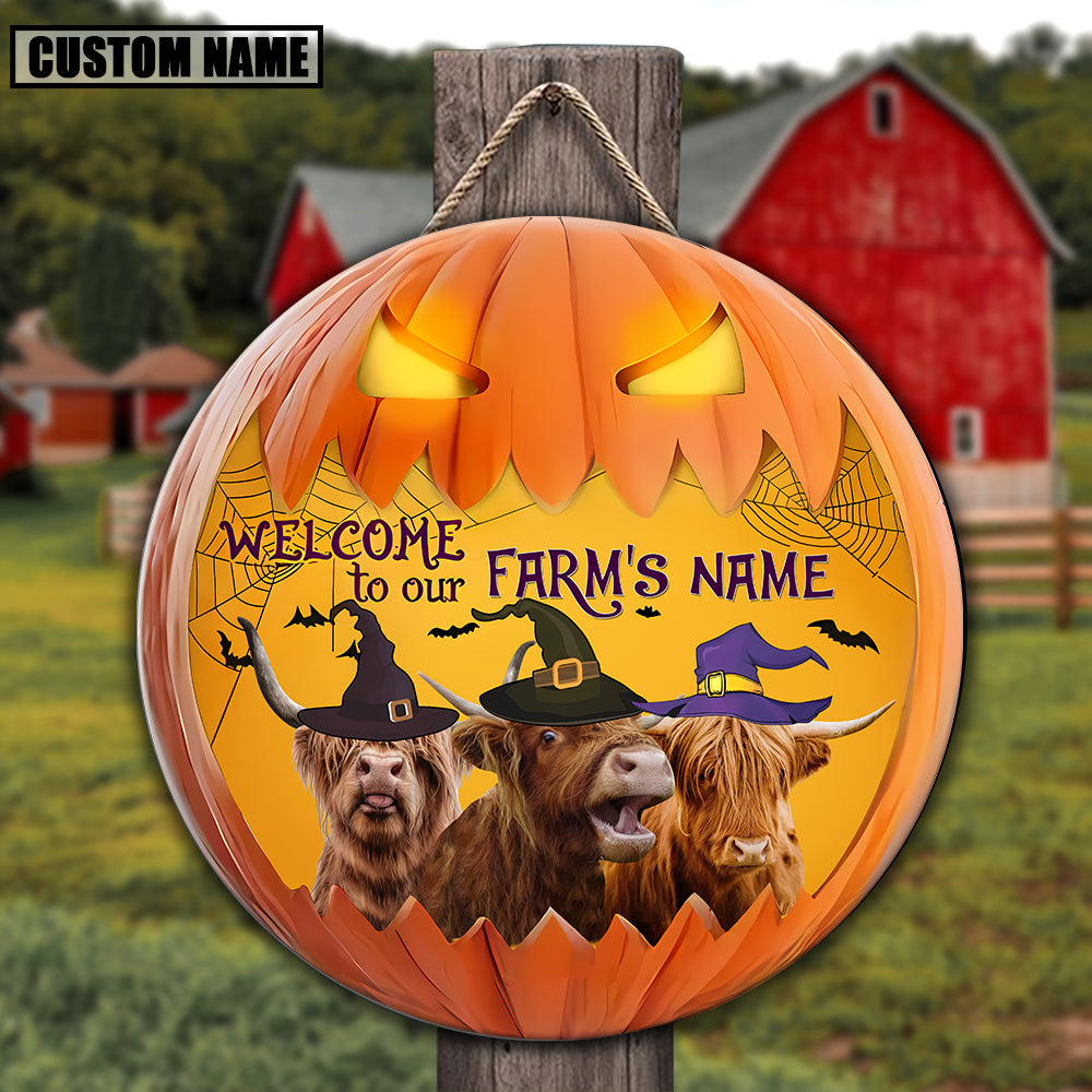 Welcome To Our Farm Pumpkin Custom Name Wooden Sign