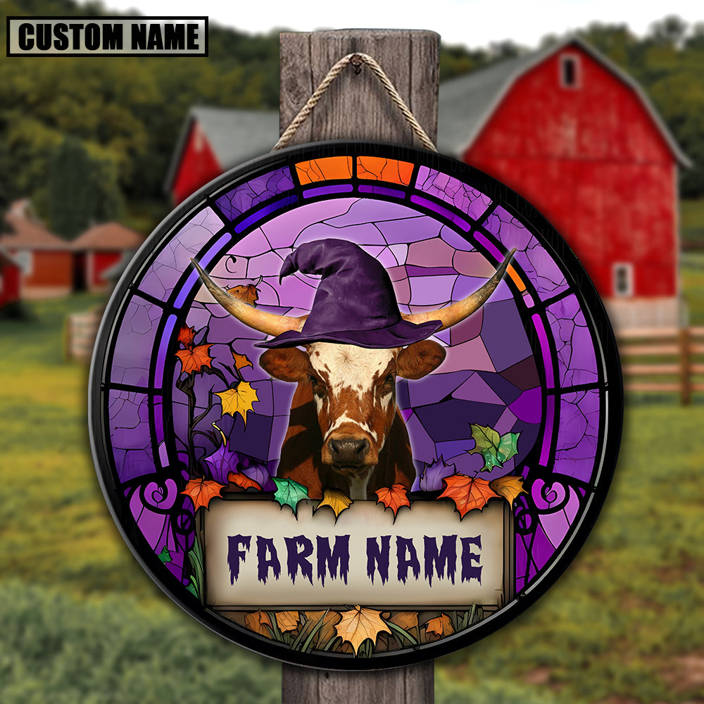 Texas Longhorn Personalized Name Stained Glass Effect Metal Sign