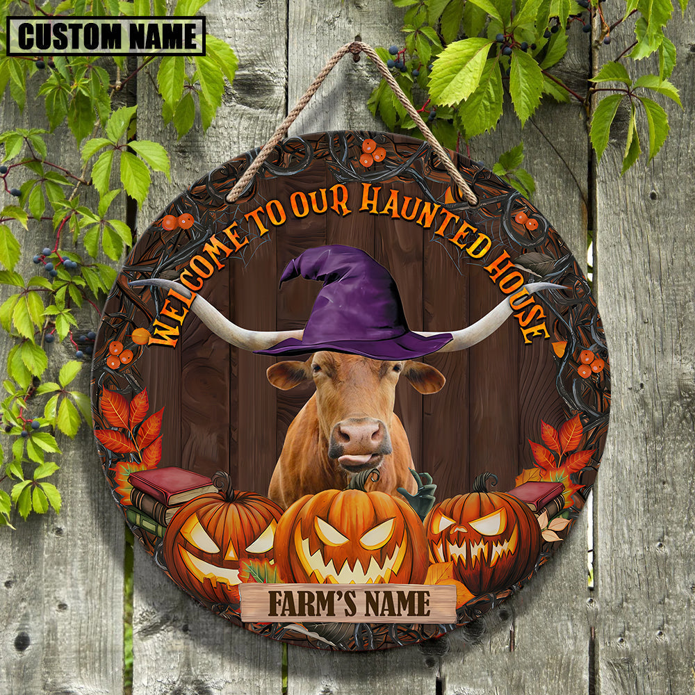 Welcome To Our Haunted House Custom Name Wooden Sign