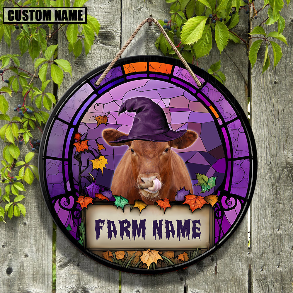 Red Angus Personalized Name Stained Glass Effect Metal Sign