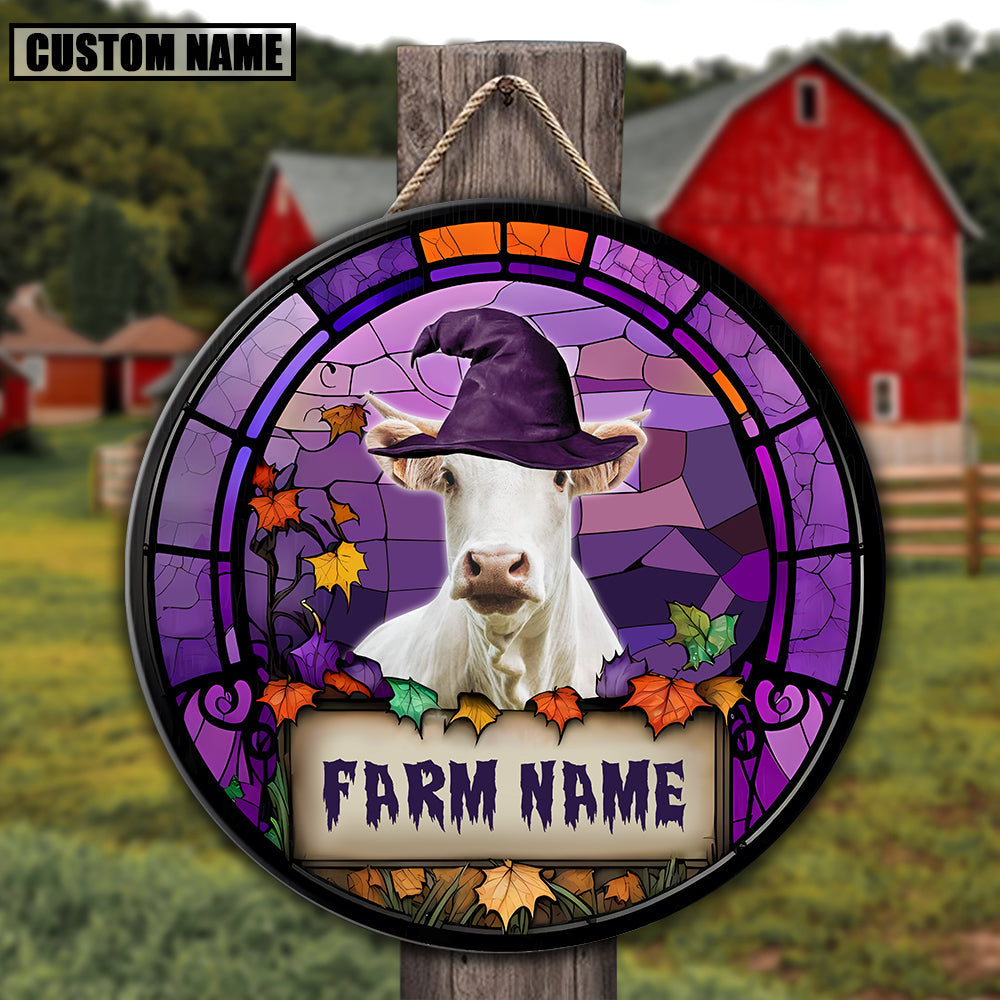 Charolais Personalized Name Stained Glass Effect Metal Sign