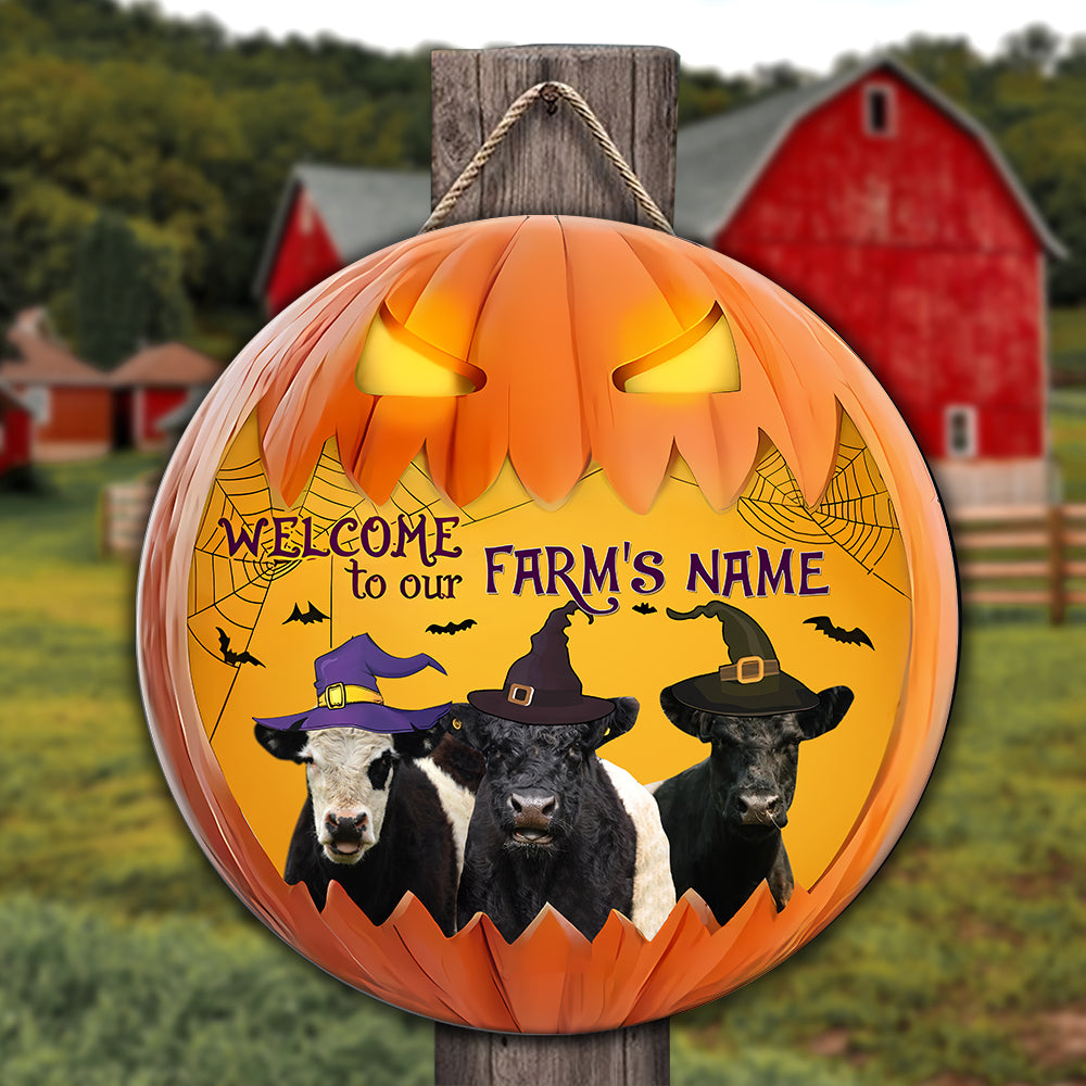 Welcome To Our Farm Pumpkin Custom Name Wooden Sign