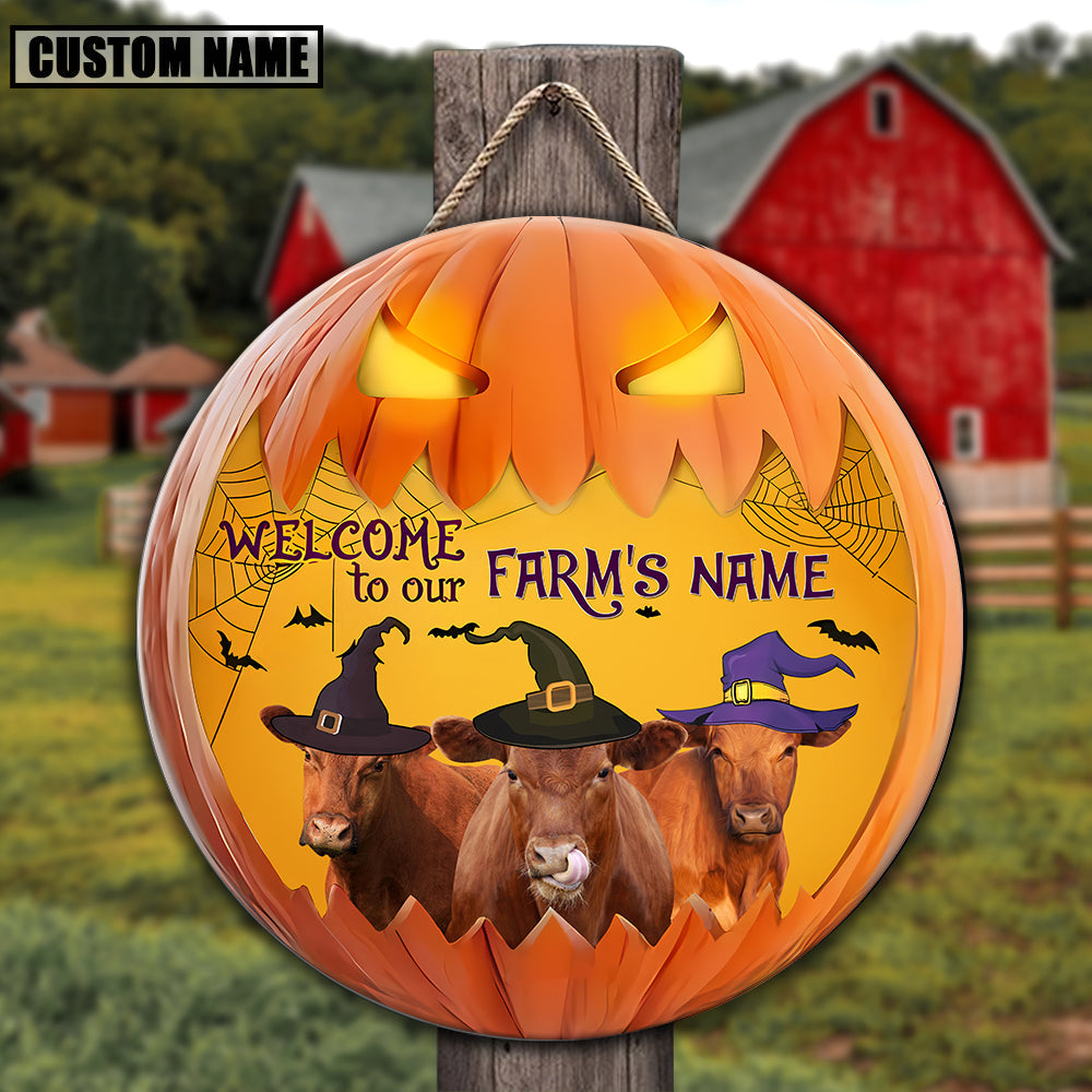 Welcome To Our Farm Pumpkin Custom Name Wooden Sign