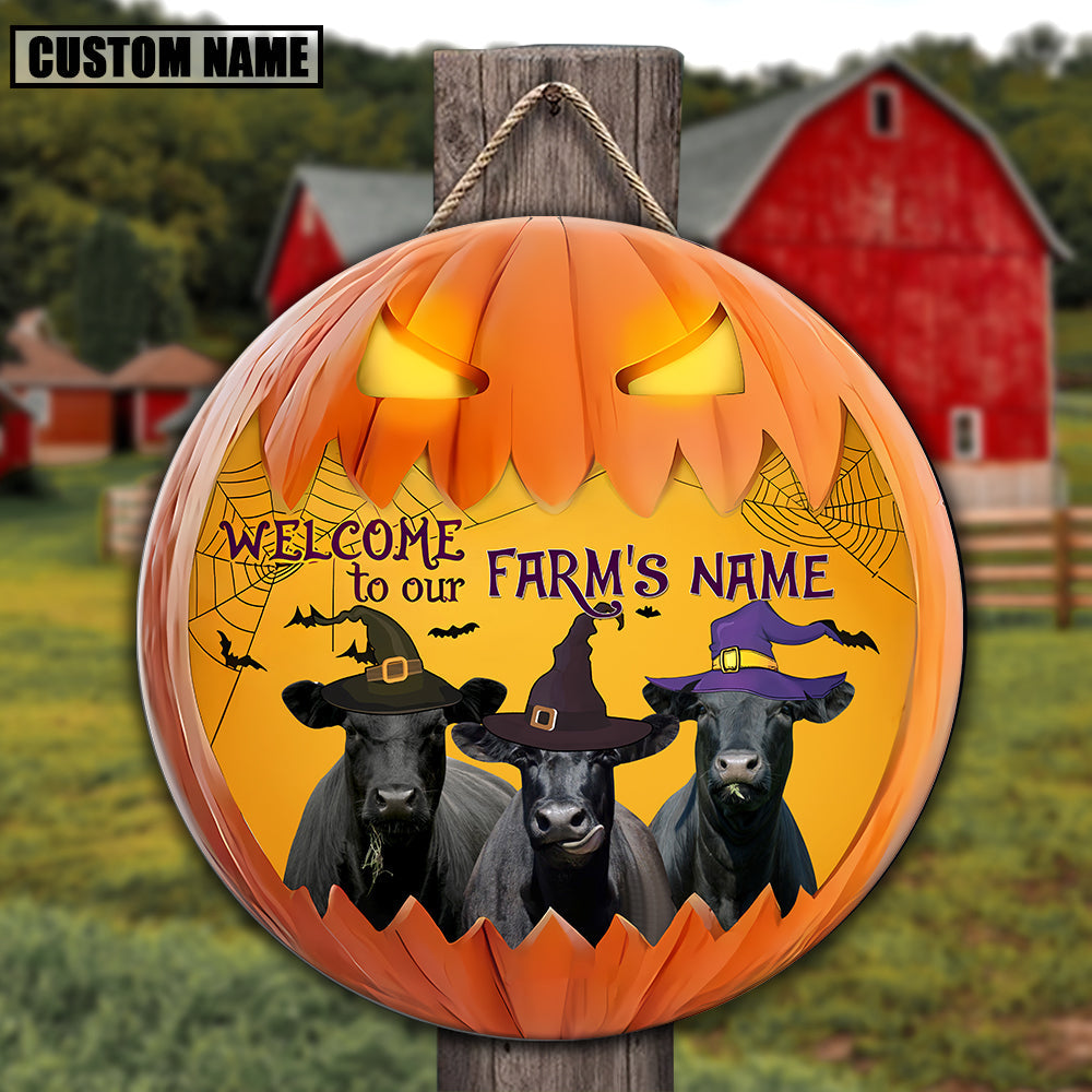 Welcome To Our Farm Pumpkin Custom Name Wooden Sign