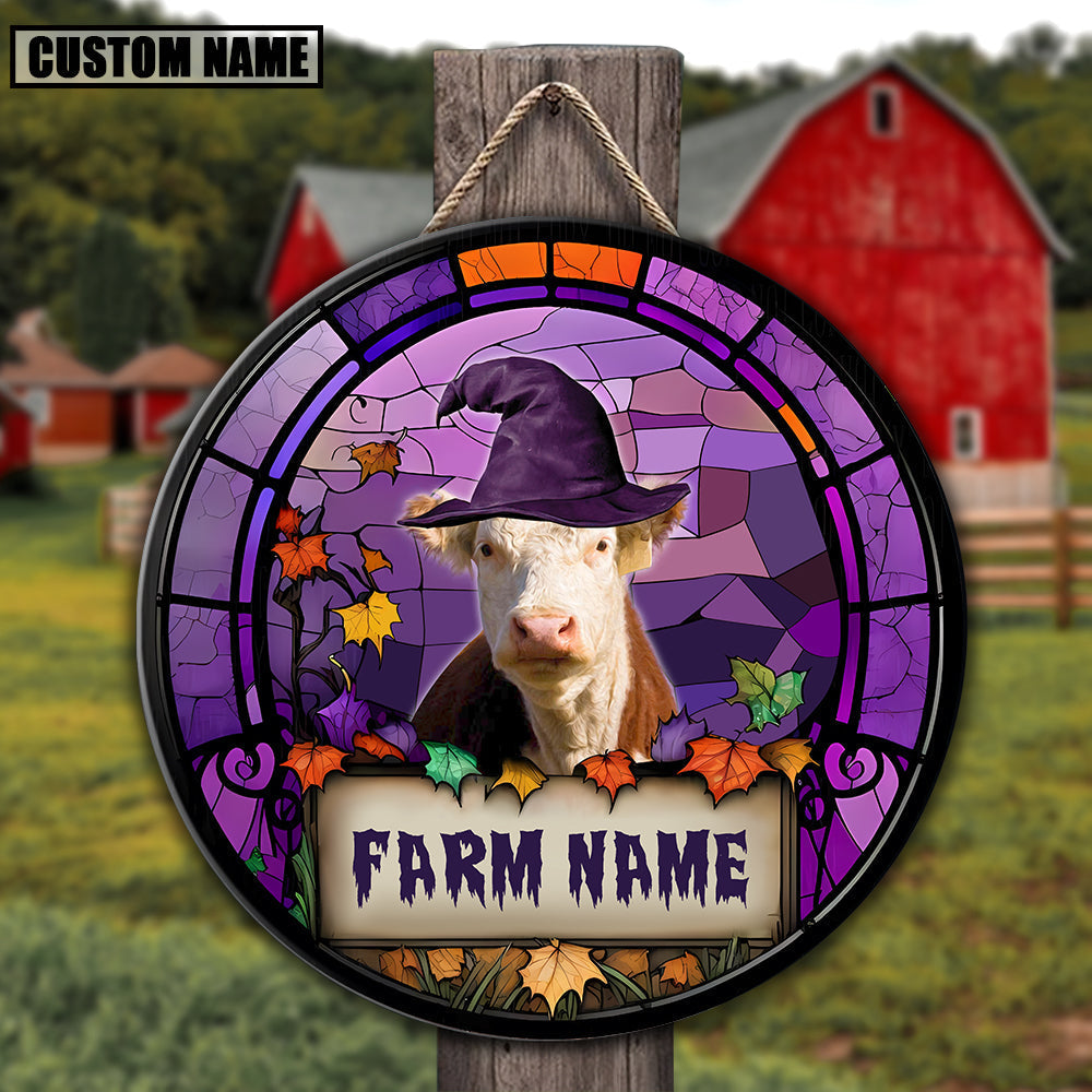 Hereford Personalized Name Stained Glass Effect Metal Sign