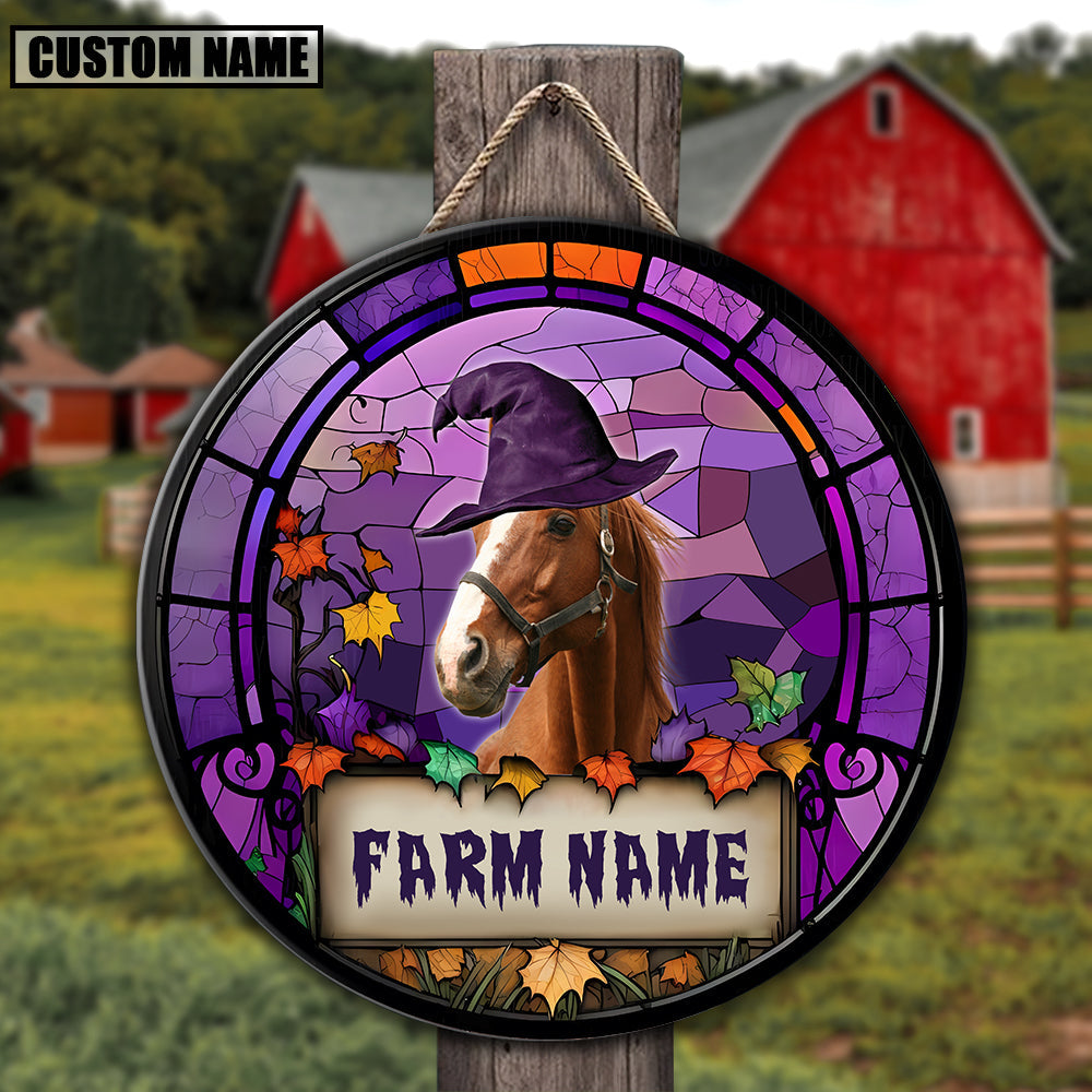 Horse Personalized Name Stained Glass Effect Metal Sign